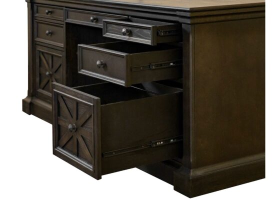 Kingston Collection Double Pedestal Desk drawers open