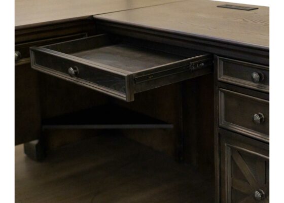 Kingston Collection L Desk with middle drawer open