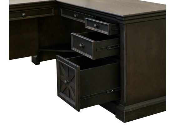 Kingston Collection L Desk with drawers open