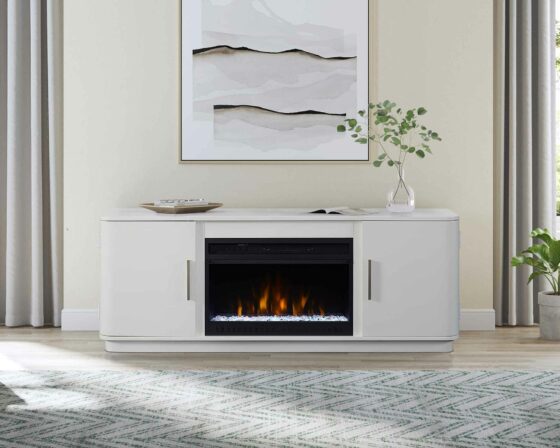 Uptown White 60" fireplace console