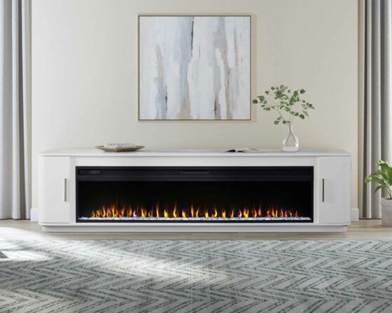 Uptown White 96" fireplace console
