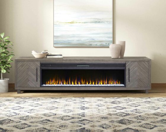 Palisades Brushed Gray 96" Fireplace Console