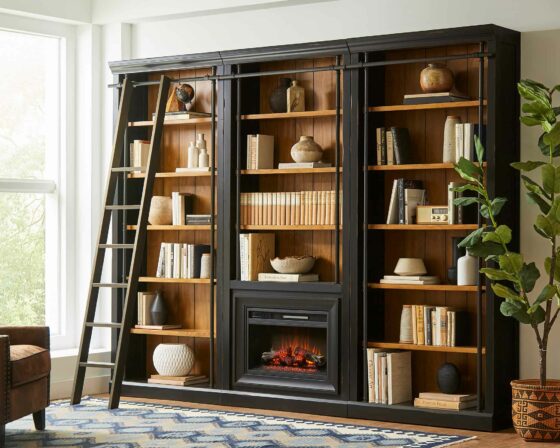 Toulouse Bookcase with Fireplace insert