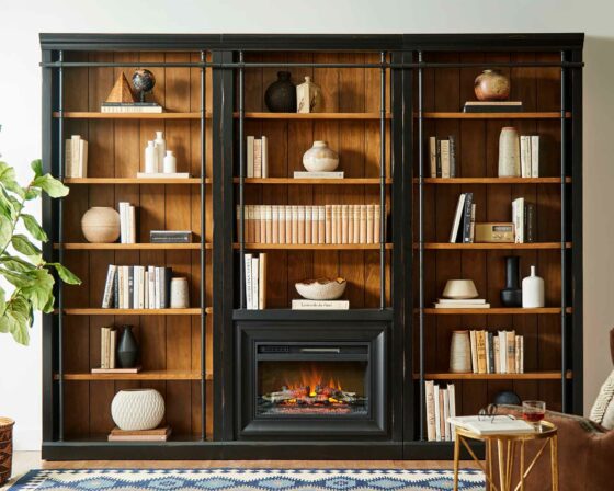 Toulouse Bookcase with Fireplace insert