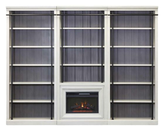 Rustic White Toulouse Fireplace Bookcase Library Wall