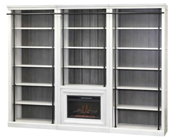 Rustic White Toulouse Fireplace Bookcase Library Wall